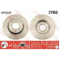 TRW Bremsscheibe DF6347 hinten, voll, 1 Stück
