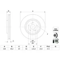 Bosch Bremsscheibe 0 986 479 H04 vorne, belüftet, hochkarbonisiert, 1 Stück