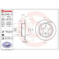 Brembo Bremsscheibe 08.C745.11, hinten, voll, hochkarbonisiert, 1 Stück
