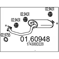 MTS Endschalldämpfer TOYOTA 01.60948 174300D220,17430OD220 Endtopf,Auspuff Endtopf,Nachschalldämpfer,ESD