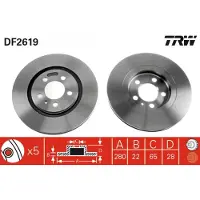 TRW Bremsscheibe DF2619 vorne, belüftet, 1 Stück