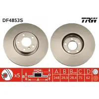 TRW Bremsscheibe DF4853S vorne, belüftet, hochkarbonisiert, 1 Stück