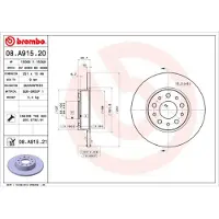 Brembo Bremsscheibe [Hersteller-Nr. 08.A915.21] für Fiat