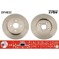 TRW Bremsscheibe DF4832 hinten, voll, 1 Stück