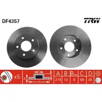 TRW Bremsscheibe LUC DF4357 hinten, voll, 1 Stück