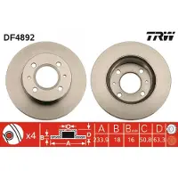 TRW Bremsscheibe DF4892 vorne, belüftet, 1 Stück