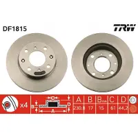 TRW Bremsscheibe DF1815 vorne, belüftet, 1 Stück
