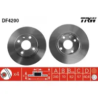 TRW Bremsscheibe DF4200 hinten, voll, 1 Stück