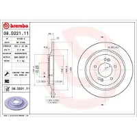Brembo Bremsscheibe 08.D221.11, hinten, voll, hochkarbonisiert, 1 Stück