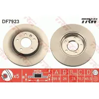 TRW Bremsscheibe DF7923 vorne, belüftet, 1 Stück