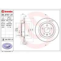 Brembo Bremsscheibe 08.D757.21, hinten, voll, 1 Stück