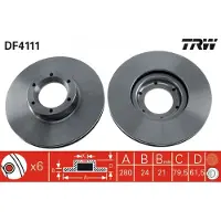 TRW Bremsscheibe DF4111 vorne, belüftet, hochkarbonisiert, 1 Stück
