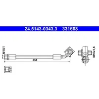Ate 24.5143-0343.3 Bremsschlauch Vorne Rechts für OPEL Astra K Sports Tourer (B16) Astra K Schrägheck (B16) ASTRA K Kasten/Kombi für VAUXHALL