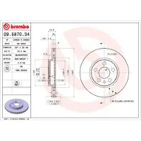 Brembo Bremsscheibe 09587034 258mm 20mm für FIAT CITROËN PEUGEOT