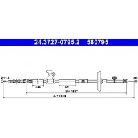 Ate Seilzug, Feststellbremse 24372707952 für VAUXHALL CHEVROLET