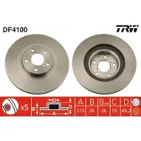 TRW Bremsscheibe DF4100 vorne, belüftet, 1 Stück