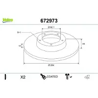 Valeo 2x Bremsscheibe COATED Hinten 672973