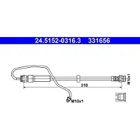 Ate 24.5152-0316.3 Bremsschlauch Vorne Links für AUDI A4 B9 Avant (8W5, 8WD) A5 Sportback (F5A) A4 B9 Limousine (8W2, 8WC) A5 Coupe (F53) A4 Allroad