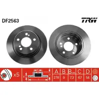 TRW Bremsscheibe DF2563 hinten, voll, 1 Stück