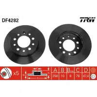 TRW Bremsscheibe DF4282 hinten, voll, 1 Stück