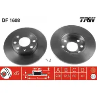 TRW Bremsscheibe DF1608 vorne, voll, 1 Stück