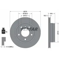 Textar Bremsscheibe 92072403 hinten, belüftet, 1 Stück