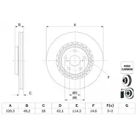 Bosch Bremsscheibe 0 986 479 G63 vorne, belüftet, hochkarbonisiert, 1 Stück