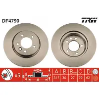 TRW Bremsscheibe DF4790 vorne, belüftet, hochkarbonisiert, 1 Stück