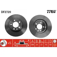 TRW Bremsscheibe DF2720 vorne, belüftet, 1 Stück