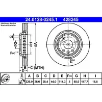 Ate Bremsscheibe 24012802451 belüftet 320mm 28mm für RENAULT