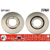 TRW Bremsscheibe DF1967 vorne, belüftet, 1 Stück