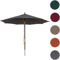Mendler Gastronomie Holz-Sonnenschirm HWC-C57b, Gartenschirm, Polyester/Holz 14kg, rund Ø3m Seilzug stoßsicher anthrazit