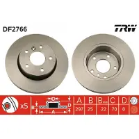TRW Bremsscheibe DF2766 vorne, belüftet, hochkarbonisiert, 1 Stück