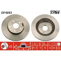 TRW Bremsscheibe DF4093 vorne, belüftet, 1 Stück