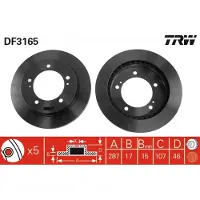 TRW Bremsscheibe DF3165 vorne, belüftet, 1 Stück