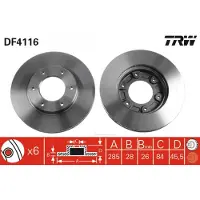 TRW Bremsscheibe DF4116 vorne, belüftet, 1 Stück