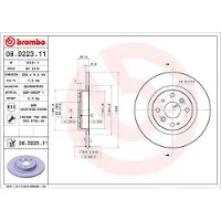Brembo Bremsscheibe 08.D223.11, hinten, voll, 1 Stück