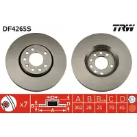 TRW Bremsscheibe LUC DF4265S vorne, belüftet, hochkarbonisiert, 1 Stück