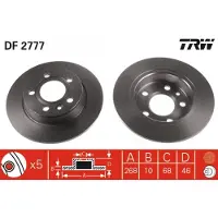 TRW Bremsscheibe DF2777 hinten, voll, 1 Stück