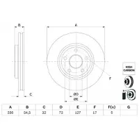 Bosch Bremsscheibe 0 986 479 G78 vorne, belüftet, hochkarbonisiert, 1 Stück