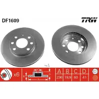 TRW Bremsscheibe DF1609 vorne, belüftet, 1 Stück