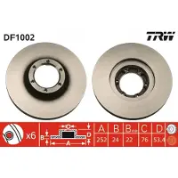 TRW Bremsscheibe DF1002 vorne, belüftet, hochkarbonisiert, 1 Stück