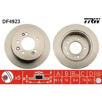 TRW Bremsscheibe DF4923 hinten, voll, 1 Stück