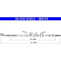 Ate Handbremsseil Seilzug Feststellbremse für MITSUBISHI L 200 / Triton Pickup (KAT, KBT) Hinten Links 24.3727-2123.2