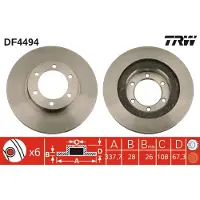 TRW Bremsscheibe DF4494 vorne, belüftet, 1 Stück