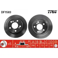 TRW Bremsscheibe DF1583 hinten, voll, hochkarbonisiert, 1 Stück