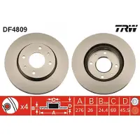 TRW Bremsscheibe DF4809 vorne, belüftet, 1 Stück