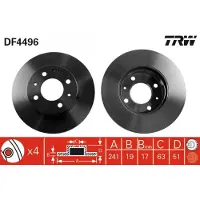 TRW Bremsscheibe DF4496 vorne, belüftet, 1 Stück