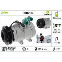 Valeo 690206 10S15 Klimaanlage Klimakompressor PAG 46 R134a für KIA SORENTO I (JC) für HYUNDAI SANTA FÉ I (SM)