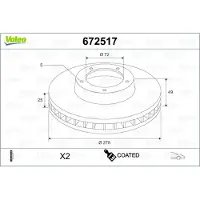 Valeo Bremsscheibe COATED 672517